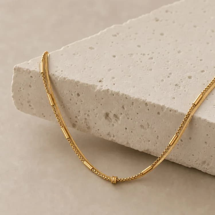 Double-Strand Stackable Titanium Steel Necklace image 1