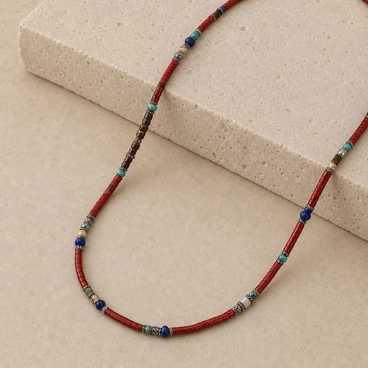 Rhodochrosite & Bodhi Bead Vintage Necklace image 1
