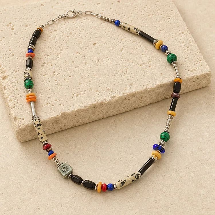 Refined Vintage Multicolor Beaded Necklace